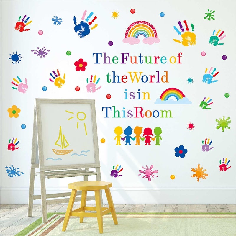 CharmFlo Inspirational Wall Decals for Kids Motivational Classroom Decor with Removable Quotes The Future of The World is in This Room Peel and Stick Wall Stickers Bedroom Nursery School Playroom - Image 1